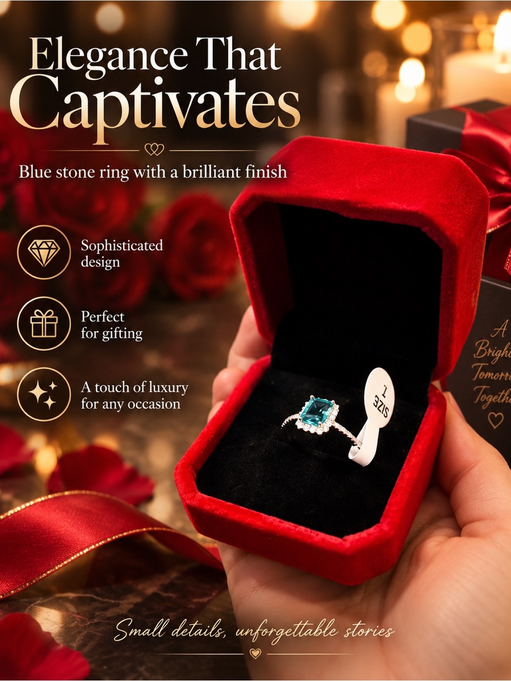Blue Stone Halo Ring in Silver β Elegance That Captivates